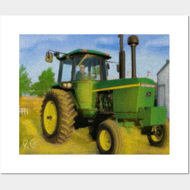 Green Tractor Wall Art by RG Illustration